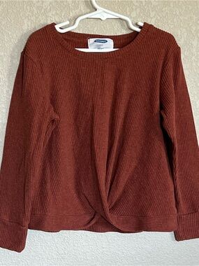 Old Navy Ribbed Twist-Front Sweater Rust/Copper
